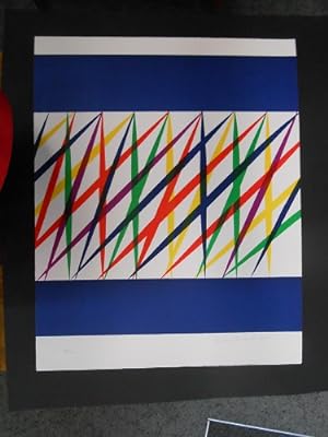 Ohne Titel [Abstrakte Farb- Striche]. Original- Farb- Lithographie, aus den 1980er Jahren, bei Er...