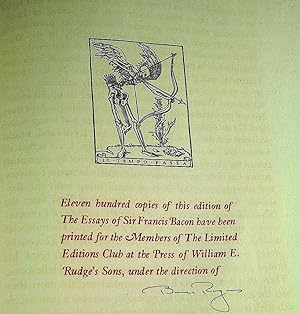 THE ESSAYES [ESSAYS] OR COUNSELS CIVILL & MORALL OF FRANCIS BACON BARON OF VERULAM VISCOUNT SAINT...