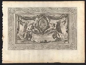 Seller image for Titelseite zu: "Recueil des plus beaux difices et frontispices des glises de Paris" - Title-page title on cartouche flanked by seated winged figures, and surmounted by coat-of-arms crowned by two Spirits for sale by Stader Kunst-Buch-Kabinett ILAB
