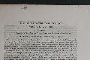 Sir Charles Cornwaley's letters. (MSS Phillipps No 6469) [together with] Index to the writings of...