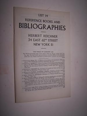 Image du vendeur pour Reference Books and Bibliographies - List 14 mis en vente par Antiquarian Bookshop