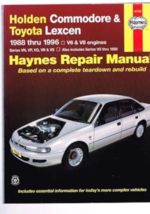 Imagen del vendedor de Holden Commodore & Toyota Lexcen - 1988 thru 1996 - V6 & V8 Engines - Haynes Repair Manual a la venta por Berry Books