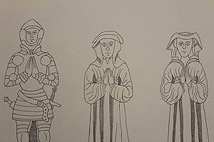 Bild des Verkufers fr Faringdon Church [lithographic print of a monumental brass with 3 figures] zum Verkauf von Stephen Rench