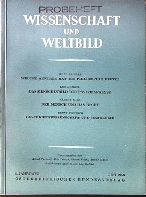 Imagen del vendedor de Welche Aufgabe hat die Philosophie heute?; in: Wissenschaft und Weltbild: Zeitschrift fr die Grundfragen der Forschung, 9. Jahrgang, Heft 2 a la venta por books4less (Versandantiquariat Petra Gros GmbH & Co. KG)