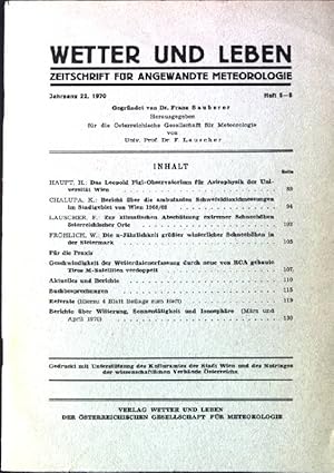 Image du vendeur pour Zur klimatischen Abschtzung extremer Schneehhen sterreichischer Orte; in: Wetter und Leben: Zeitschrift fr angewandte Meteorologie, Jahrgang 22, Heft 5-6 mis en vente par books4less (Versandantiquariat Petra Gros GmbH & Co. KG)