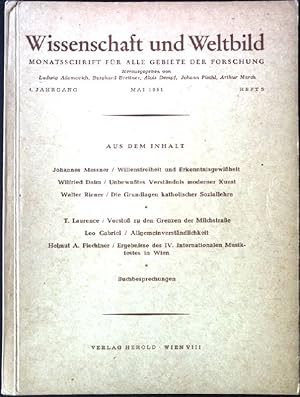 Imagen del vendedor de Willensfreiheit und Erkenntnisgewissheit; in: Wissenschaft und Weltbild: Monatsschrift fr alle Gebiete der Forschung, 4. Jahrgang, Mai 1950, Heft 5 Buchbesprechung a la venta por books4less (Versandantiquariat Petra Gros GmbH & Co. KG)