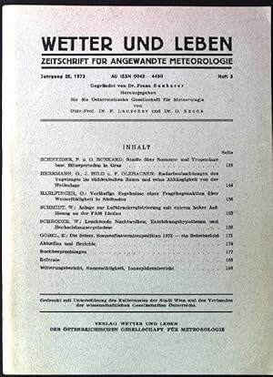 Bild des Verkufers fr Studie ber Sommer- und Tropentage bzw. Hitzeperioden in Graz; in: Wetter und Leben: Zeitschrift fr angewandte Meteorologie, Jahrgang 25, Heft 3 zum Verkauf von books4less (Versandantiquariat Petra Gros GmbH & Co. KG)