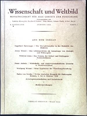 Imagen del vendedor de Das Lebensproblem als Grenzfrage von Biologie und Philosophie; in: Wissenschaft und Weltbild: Monatsschrift fr alle Gebiete der Forschung, 4. Jahrgang, Heft 1 a la venta por books4less (Versandantiquariat Petra Gros GmbH & Co. KG)