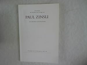 Bild des Verkufers fr Verzeichnis der Schriften und Vortrge von Paul Zinsli : mit Lebensdaten und einem Portrt : Freundesgabe zum 80. Geburtstag am 30 April 1986. zum Verkauf von Antiquariat Bookfarm