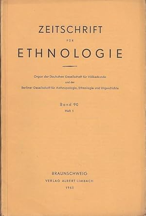 Seller image for Zeitschrift fr Ethnologie. Band 90, Heft 1, 1965. Organ der Deutschen Gesellschaft fr Vlkerkunde und der Berliner Gesellschaft fr Anthropologie, Ethnologie und Urgeschichte. Aus dem Inhalt: Abhandlungen und Vortrge von Helmut Aufenanger: Das kleine Kind bei den Eingeborenen des Hochlandes von Neu-Guinea / Hans Wagner: Beschneidungsriten und die damit verbundenen Moral-Lehren der Komba in Nordost-Neuguinea / Thomas O. Beidelman: Six Kagaru Tales / Jrgen Zwernemann: Feldnotizen von den Wara (Haute-Volta) / Dieter Dtting: Das Knoten-Graphem bei den Maya / Hans Feriz: Warum hat der Regengott einen Rssel / Fritz Felbermayer: Hetereki / Wilhelm Giese: ber die buerliche Kultur im franzsischen Departement Hautes-Alpes / Kleine Mitteilungen / Aus der Deutschen Gesellschaft fr Vlkerkunde / Buchbesprechungen und Bibliographien. for sale by Antiquariat Carl Wegner