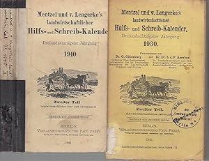 Seller image for Mentzel und v. Lengerke's landwirtschaftlicher Hlfs- und Schreib-Kalender. Reihe 1930 - 1940 (ohne Band 38). Enthalten: Dreiundachtzigster (83.) Jahrgang 1930 / Vierundachtzigster (84.) Jg. 1931 / Fnfundachtzigster (85.) Jg. 1932 / Sechsundachtzigster (86.) Jgg. 1933 / Siebenundachtzigster (87.) Jhgg. 1934 / Achtundachtzigster (88.) Jahrgg. 1935 / Neunundachtzigster (89.) Jahrgg. 1936 / Neunzigster Jahrg. 1937 / Zweiundneunzigster Jahrg. 1939 / Dreiundneunzigster Jahrg. 1940. Jeweils Zweiter Teil: Landwirtschaftliches Jahrbuch und Adressenbuch). for sale by Antiquariat Carl Wegner