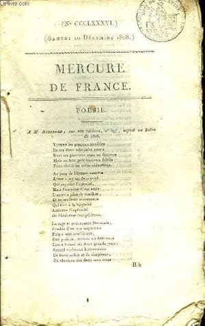 Seller image for MERCURE DE FRANCE NCCCLXXXVI - Poesie - a M. Riesener, sur son tableau n497 expos au salon de 1808, contes merveilleux et moraux d'une mre  ses enfants par Mme ***, la mort de Henri IV, pome suivi de notes historiques par M.M.J.J. Victorien Fabre for sale by Le-Livre