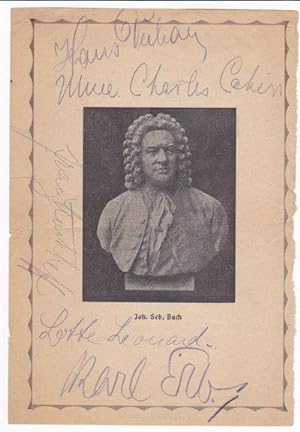 Seller image for PAGE FROM A PROGRAM FOR A PERFORMANCE OF BACH'S ST. MATTHEW PASSION SIGNED by the 5 SOLOISTS: LOTTE LEONARD, SARAH CAHIER, KARL ERB, HANS DUHAN and FRANZ MARKHOFF. for sale by Blue Mountain Books & Manuscripts, Ltd.