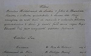 Wiltes Rotulus Hildebrandi de London [et] Johis de Harnham [.]