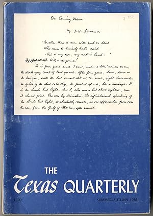 Seller image for The Texas Quarterly - Summer/Autumn 1958 (Volume 1, Number 3) for sale by Between the Covers-Rare Books, Inc. ABAA