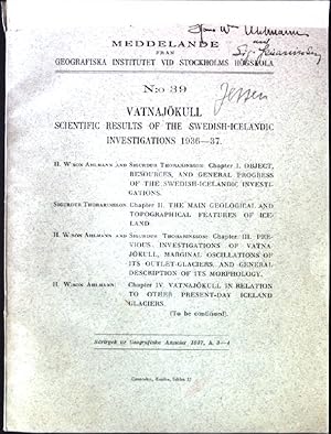 Bild des Verkufers fr Object, Resources, and General Progress of the Swedish-Icelandic Investigations: Vatnajkull: Scientific Results of the 1936-37 Meddelande Fran Geografiska Institutet vid Stockholms Hgskola, No. 39 zum Verkauf von books4less (Versandantiquariat Petra Gros GmbH & Co. KG)