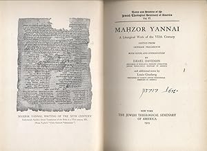 Bild des Verkufers fr MAHAZOR YANAI: KE-FI MAH SHE-NIMTSA MI-MENU BA-GENIZAH ASHER BE-MITSRAYIM BE-HOSAFAT PIYUTE YANAI HA-AHERIM [AUTHOR INSCRIBED] zum Verkauf von Dan Wyman Books, LLC