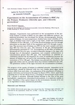 Immagine del venditore per Experiments on the Accumulation of Lindane (y-BHC) by the Primary Producers Chlorella spec. and Chlorella pyrenoidosa; Arch. Environm. Contam. Toxicol. Vol. 8; venduto da books4less (Versandantiquariat Petra Gros GmbH & Co. KG)