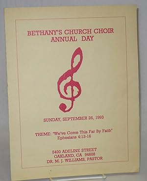 Bethany's Church Choir annual day, Sunday, September 26, 1993, 5400 Adeline Street, Oakland, CA [...