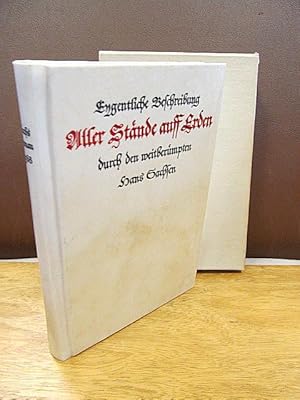 Bild des Verkufers fr Eygentliche Beschreibung aller Stnde auff Erden durch den weitbermpten Hans Sachsen. Faksimile der Originalausgabe von 1568. zum Verkauf von Antiquariat Friederichsen