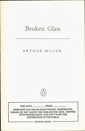 Imagen del vendedor de Broken Glass (Uncorrected Proof) a la venta por Eureka Books