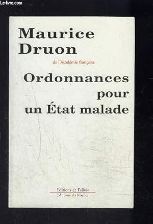 Bild des Verkufers fr ORDONNANCE POUR UN ETAT MALADE zum Verkauf von Le-Livre