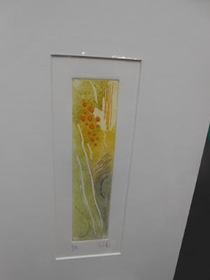 Sonida Amatico [Abstrakte multiple Längen gelblich- braun]. Original- Aquatinta- Farb- Radierung,...
