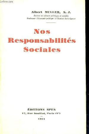 Bild des Verkufers fr NOS RESPONSABILITES SOCIALES zum Verkauf von Le-Livre