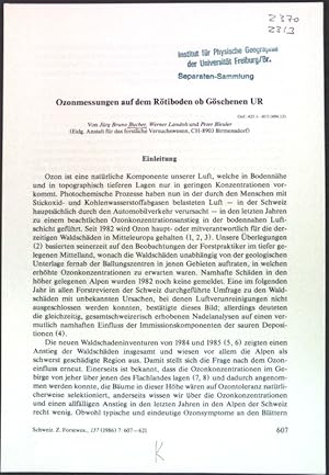 Imagen del vendedor de Ozonmessungen auf dem Rtiboden ob Gschenen UR; Sonderdruck aus: Schweiz. Zeitschrift fr Forstwesen, Band 137; a la venta por books4less (Versandantiquariat Petra Gros GmbH & Co. KG)