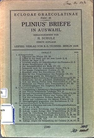 Bild des Verkufers fr Plinius' Briefe in Auswahl; Eclogae Graecolatinae, Fasc. 25; zum Verkauf von books4less (Versandantiquariat Petra Gros GmbH & Co. KG)