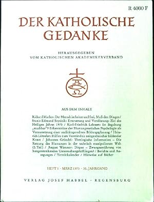 Seller image for Disput - Zwangsernhrung von hungerstreikenden Untersuchungshftlingen?; in: Der katholische Gedanke, Heft 1 for sale by books4less (Versandantiquariat Petra Gros GmbH & Co. KG)