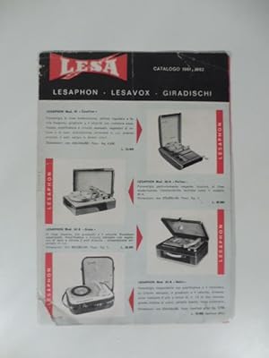 Lesa. Lesaphon, lesavox, giradischi. Catalogo pubblicitario