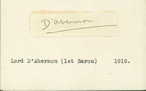 Seller image for Signature of Edgar Vincent, 1st Baron D'Abernon of Esher, Surrey, pasted onto card with typed title. for sale by Wittenborn Art Books