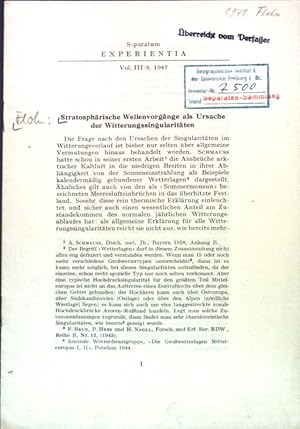 Immagine del venditore per Stratosphrische Wellenvorgnge als Ursache der Witterungsingularitten; Separatum aus: Experientia, Vol. III; venduto da books4less (Versandantiquariat Petra Gros GmbH & Co. KG)