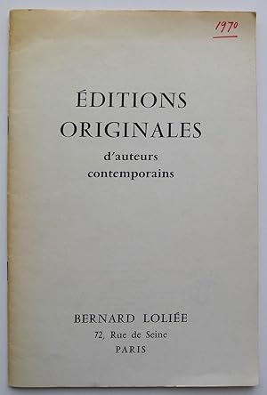 Seller image for ditions Originales, d'auteurs contemporains. Bernard Lolie, Paris (1970). for sale by Roe and Moore