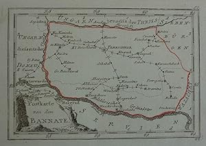 Postkarte von dem Bannate. Grenzkolorierte Kupferstich-Karte aus "Skizzen in Kupfern. Ein periodi...