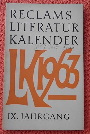 Reclams Literatur-Kalender 1963; 9. Jahrgang