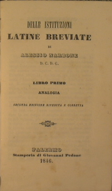 Delle Istituzioni latine breviate (Libro Primo)