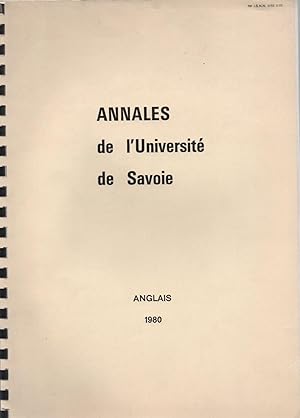 Seller image for annales de l universite de savoie-anglais-1980 for sale by JP Livres