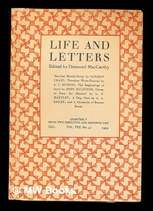 Imagen del vendedor de Life and letters. Vol. VIII, no. 47 December 1932 / edited by Desmond MacCarthy a la venta por MW Books