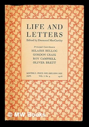 Seller image for Life and letters. Vol. I, no. 4 September 1928 / edited by Desmond MacCarthy for sale by MW Books