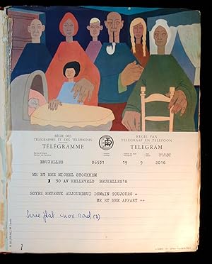 Family Album Containing 32 Illustrated color Belgium telegrams for 2 Weddings 1940s-1950s