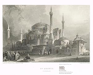 Bild des Verkufers fr St. Sophia. Constantinople. Schne Ansicht der Hagia Sophia in Konstantinopel. Original-Stahlstich von Finden nach dem Gemlde von David Roberts 1833 zum Verkauf von historicArt Antiquariat & Kunsthandlung