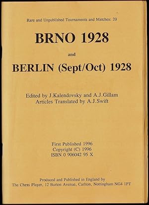 Immagine del venditore per Brno 1928 and Berlin (Sept/Oct) 1928 venduto da The Book Collector, Inc. ABAA, ILAB