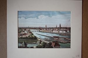 Bremen, Weser, Dom St. Petri, schöne Chromolithographie um 1895 mit breiter Ansicht auf die Stadt...