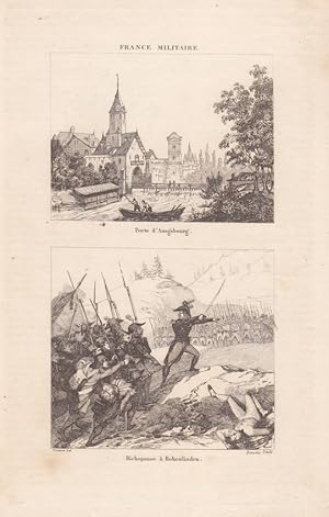 Augsburg, Porte d Augsbourg, Richepanse a Hohenlinden, Schlacht, Militär, Kupferstich um 1830 mit...