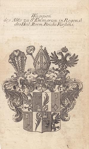 Regensburg, Wappen des Abts zu St. Emmeran in Regensb. des Heil. Roem. Reichs Fürstens, Heraldik,...