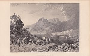Nonnenwert, Rheininsel, Stahlstich um 1855 von J.C. Varrall nach C. Stanfield, Blattgröße: 11,8 x...