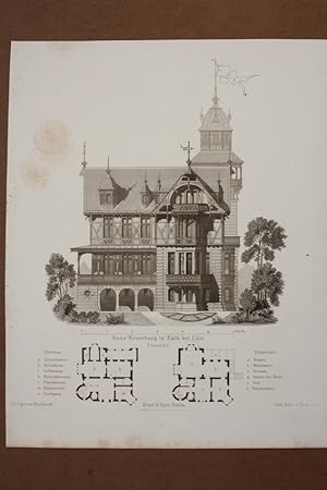 Hans Neuerburg in Kalk bei Cöln, Unterbau, Südseite, Erdgeschoss, Stahlstich um 1865 von Ritter/ ...