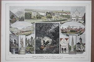 Lippspringe und Umgebung, Neuenbecken, Herrmanns Denkmal, Externsteine, Paderborn, altkolorierter...